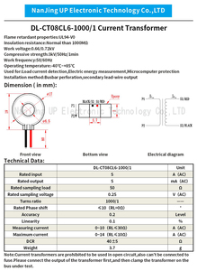 Transformador de Corriente Toroidal NJXSE DL-CT08CL6 1000/1, Mini Bobina CT de Fábrica, Sensor de CA 1A/1mA 5A/5mA 10A/10mA - Product Image 3