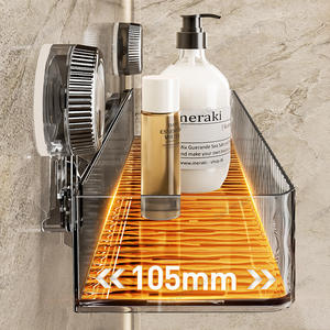 Étagère de salle de bain à fixation par ventouse 50x30 cm, double couche, rectangulaire, pour rangement sous lavabo, fixation d'angle durable - Product Image 5