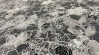 Tissu en dentelle française 3D floral perlé et brodé de paillettes, blanc, sans cordon, pour robe de soirée, de mariée ou de cérémonie