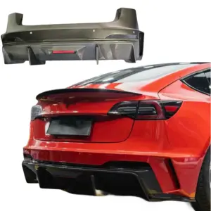 Robt Style Carbon Fiber Body Kit For Tesla Model 3 Rear Bumper Spoiler Diffuser