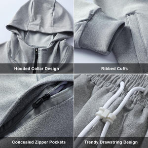 2025 ropa con logotipo bordado personalizado, Jersey holgado de alta calidad, conjunto de pantalones de chándal y sudaderas con capucha de dos piezas para hombres - Product Image 6