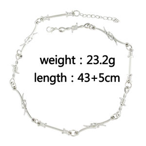 Gargantilla <span class=keywords><strong>de</strong></span> alambre pequeño para mujer, piedras <span class=keywords><strong>de</strong></span> alambre <span class=keywords><strong>de</strong></span> púas, HipHop, gótico, Punk - Product Image 6