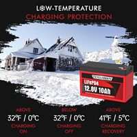 Batterie au lithium LiFePO4 12V 10Ah pour stocks américains, 5000+ cycles, BMS 10A intégré, pour sondeur de pêche, applications marines, énergie solaire, véhicules, onduleurs, radio amateur