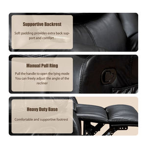 सी आधुनिक उच्च गुणवत्ता वाले मैनुअल रिक्लीयर चमड़े की मालिश एक्सपेंडेबल आरामदायक ग्लाइडर सोफे कुर्सी लिविंग रूम फर्नीचर - Product Image 3