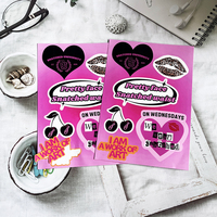 Hojas adhesivas impermeables con logotipo personalizado, diseño de dibujos animados, hojas adhesivas decorativas de vinilo cortadas con Beso, hoja adhesiva autoadhesiva