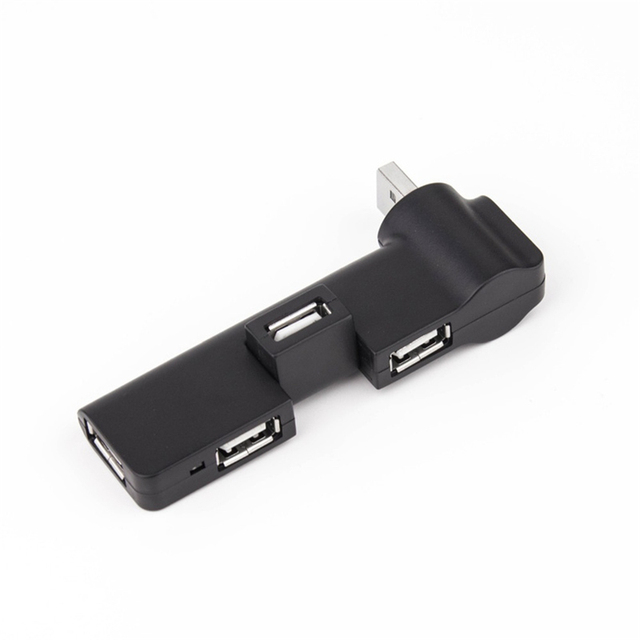 Rotatable 4-Port USB 2.0 Hub Mini Flexible USB Splitter Adapter, USB Extension Hub for Laptop