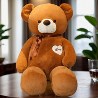 Nouvel Ours en Peluche Personnalisé avec Foulard en Soie et Cœur, Grande Peluche pour la Saint-Valentin