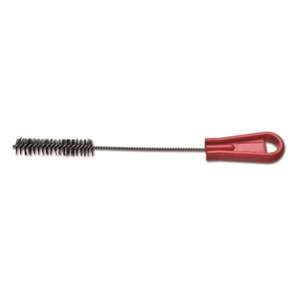 Brosse manuelle avec manche rouge pour le nettoyage des tuyaux, longueur 10 cm, poils en fil d'acier - Product Image 1