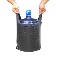 Usine En Gros Durable HDPE Robuste PE Couleur Noir Sacs À Provisions En Plastique Gilet Poignée T-shirt Sacs