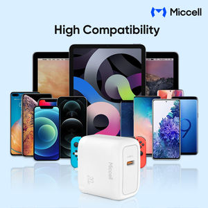Chargeur rapide USB-C Miccell Compact 20W avec câble C vers C et prise en charge multi-protocoles pour téléphone, tablette et ordinateur portable - Product Image 5