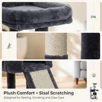 Arbre à chat en daim avec lit intégré - Conception moderne et stable de luxe pour plusieurs chats