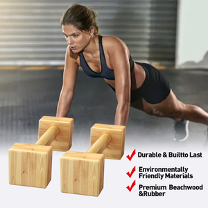 Supports Calisthenics Exercises Push Pull up <b>Bar</b> Stand Solid Wood <b>Parallettes</b> <b>Bars</b> Non-slip Rubber Feet for Home Furniture - Product Image 4