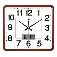 Jam Dinding Kuarsa Persegi Analog Senyap Bertenaga Baterai Kalender Abadi Tampilan Digital untuk Ruang Tamu Kamar Tidur