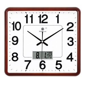 Square Quartz <b>Wall</b> <b>Clock</b> Analog Silent Battery Powered Perpetual Calendar <b>Digital</b> Display for Living Room Bedroom - Product Image 5