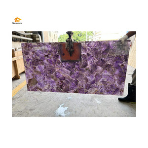 Natural Purple Crystal Translucent Stone Backlit Quartz Amethyst Slabs