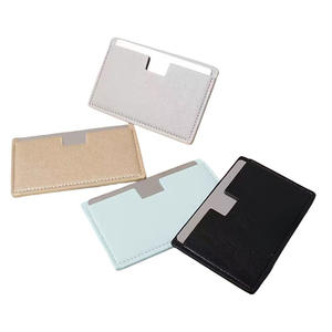 Custom Logo Small Compact <b>Makeup</b> <b>Mirror</b> <b>Travel</b> Gift with Pu Leather & Stainless Steel Personalized Credit Card Pocket <b>Mirror</b> - Product Image 3