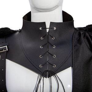 Manteau gothique, costume médiéval noir, tenue de cosplay d'Halloween avec capuche pour spectacle sur scène - Product Image 3