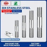 GB901 SUS304 Stainless Steel High Hardness Corrosion Resistant Double End Stud Bolts Dual Threaded Rod M6-M16 A2-70 Grade