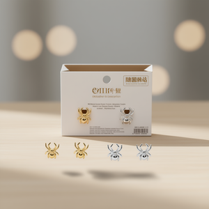 Pendientes de tuerca con forma de araña de Elli Fashion, chapados en oro, de aleación de zinc, unisex, modernos, con forma de insecto, para mujeres y hombres - Product Image 2