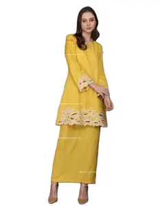 Individuelles Polyester Baju Kurung atmungsaktiv muslimisches Kleid Erwachsene Kinder nahtloses Design Kain chiffon baju kurung