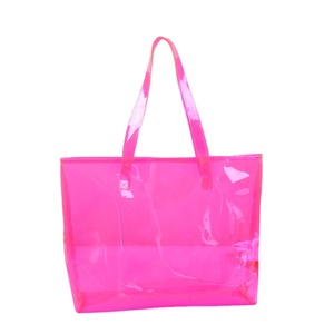 Waterproof Transparent Beach Stadium Plastic Hand Storage PVC Clear Colorful Tote Shopping Bag
