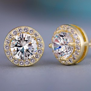 Boucles d'oreilles tendance en alliage de zinc et cuivre, serties de zircons carrés et ronds, pour femme, idéales pour les soirées - Product Image 4