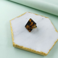 Bague géométrique punk faite à la main en acrylique écologique imitation écaille de tortue pour femme, bijoux de mode pour mariage et fiançailles
