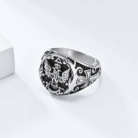 Vente en gros usine Bague pour homme en acier inoxydable, style rétro, design original, double tête américaine, style hip-hop imposant, bijoux