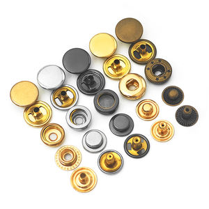 KUNSHUO Botón Fábrica Ropa Oro Marca personalizada Logo Prensa Metal broche latón cuatro partes botón a presión para ropa - Product Image 1