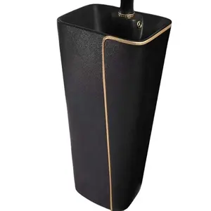 Black Gold Line Basin for Wash Hand Sink YG010C China Pedestal Sinks Mop Sinks Granite Square Single Hole Modern Desgin 5 Years