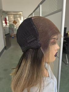 Perruque Lace Front en Cheveux Humains, Lisse et Soyeuse avec Pointes Ondulées, Dessus Monofilament, Couleur Ombrée Blonde, Bonnet Sans Colle - Product Image 6