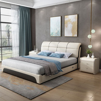 Lit King Size Moderne de Luxe avec Cadre en Cuir Confortable et Rembourrage Doux avec Tiroirs Meubles de Chambre à Coucher pour Adultes