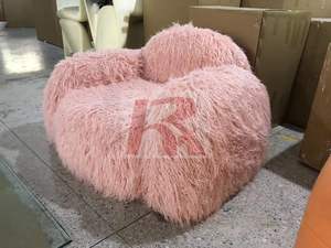 <strong>Yeti</strong> Sheepskin Lounge Armchair Pink Fur Fabric Leather Upholstered Leisure <strong>Chair</strong> for Outdoor Use Modern Design Hotel Home - Product Image 2
