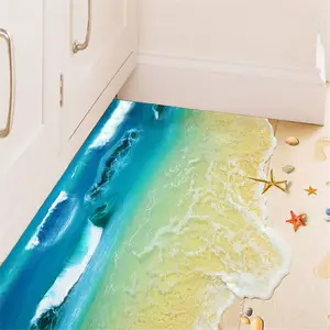 海滩波浪墙贴足迹海星壁纸海景家居装饰客厅卧室自粘墙贴花