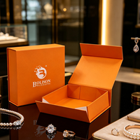Boîte pliable de luxe pour bijoux (bagues, colliers) en papier d'art 2mm avec impression personnalisée, pelliculage mat et dorure à chaud