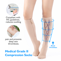Chaussettes de compression montantes respirantes à bout fermé avec fermeture éclair, personnalisables avec logo, pour la course en extérieur et le cyclisme – Vente en gros usine