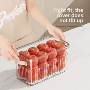 Refrigerator <b>Storage</b> Box Food Grade High Drawer Type Special Kitchen <b>Egg</b> Box Lid Transparent Drain Fresh-keeping Light Luxury - Product Image 4