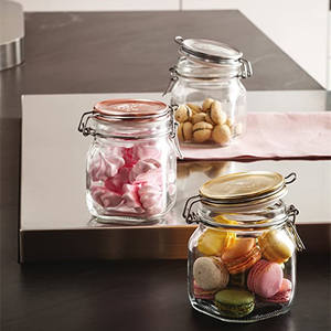 <span class=keywords><strong>Bormioli</strong></span>-Jarra cuadrada metálica de Co <span class=keywords><strong>Fido</strong></span>, vidrio, 33,75 oz, cobre - Product Image 3