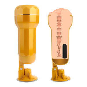 ถ้วยช่วยสำเร็จความใคร่ชาย CHISA <span class=keywords><strong>Carina</strong></span> ขนาด 28 ซม. สีทอง ทำจากวัสดุ ABS และ TPE รูปทรงช่องคลอดเสมือนจริง พร้อมปลอกสัมผัสที่มีลวดลาย  ฐานดูดสุญญากาศแข็งแรง ของเล่นผู้ใหญ่สำหรับผู้ชาย - Product Image 1
