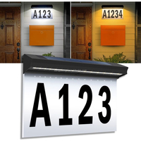Lampe murale à LED solaire pour numéro de maison, plaque d'adresse lumineuse étanche IP44 pour cour, appartement, porte