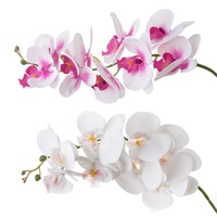 Orchidée artificielle 92 cm, blanc et violet, toucher réel, fleurs artificielles pour la décoration de la maison, centre de table DIY, fabrication de fleurs décoratives