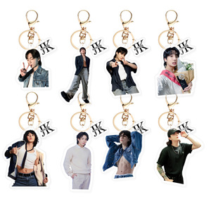 Portachiavi all'ingrosso BTS <span class=keywords><strong>JungKook</strong></span> 2 pz/set, nuovo album 'Seven', ciondolo portachiavi in acrilico, gadget per i fan, merch JK, ciondoli per borsa - Product Image 2