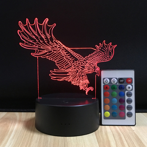 3D Đại Bàng USB Ánh Sáng Ban Đêm LED Điều Khiển Từ Xa Bảng Điều Khiển Đèn Illusion 16 Màu Sắc Bàn Pin Đèn - Product Image 5