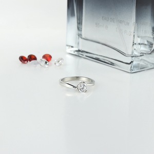 yunnique <b>Titanium</b> Steel <b>Ring</b> Silver Color Claw Setting Women's Birthday Jewelry Fashion <b>Rings</b> - Product Image 3