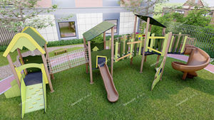 The Outdoor Playground of the Kindergarten Can Be Customized <strong>with</strong> Large Combination Wooden <strong>Slides</strong> for Non-powered Play - Product Image 3