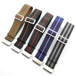 Correa de Reloj de Nailon Elástico para Paracaidistas Franceses, 20/22 mm, Cierre de Gancho y Bucle, Herrajes de Acero Inoxidable 304, Múltiples Colores a Rayas, Personalizable OEM - Product Image 2