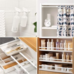 Adjustable <b>Metal</b> Telescopic Rod Hole-Free Installation Shrinking Thin Rod for Wardrobe Shower Curtain <b>Poles</b> Clothes Drying - Product Image 6