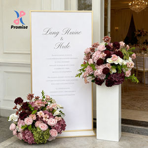 Arreglo Floral Realista de Seda Sintética en Color Rosa Pálido Borgoña Vintage, Centro de Mesa para Bodas, Decoración de Fondo para Eventos - Product Image 1