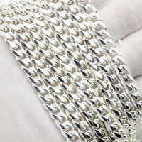 Chaîne cubaine Miami large polie en argent sterling 925 de 6,6 mm, en gros, par rouleau, pour la fabrication de colliers lourds pour hommes