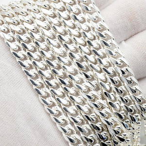 Catena Cubana Miami in Argento Sterling 925 Lucido da 6,6 mm, Vendita all'Ingrosso, Catene da Uomo Pesanti per Creazione di Collane - Product Image 2